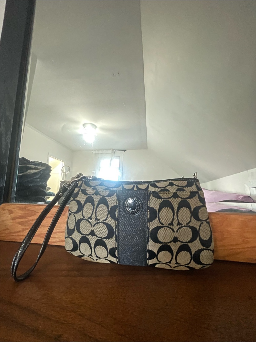 Coach signature "C" jacquard wristlet